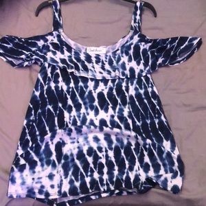 Large-sized tie-dye off the shoulder with straps top